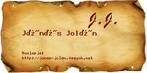 Jónás Jolán névjegykártya