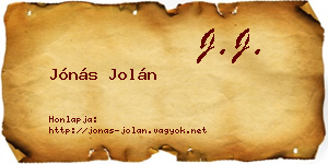 Jónás Jolán névjegykártya