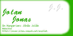 jolan jonas business card